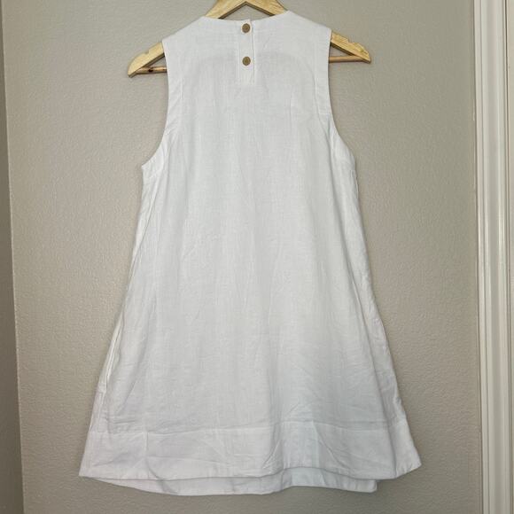 Rag and Bone White Sleeveless Mini Dress, Cotton/Linen, Beachy LWD, Size Medium - Picture 3 of 9